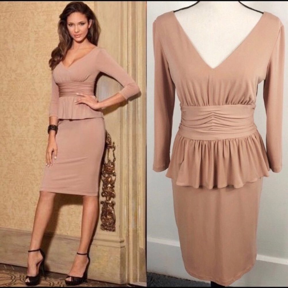 Boston Proper Blush Knit Peplum Dress NWT Size 4